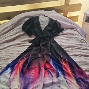 SHEIN Black and Multicolor Maxi Dress